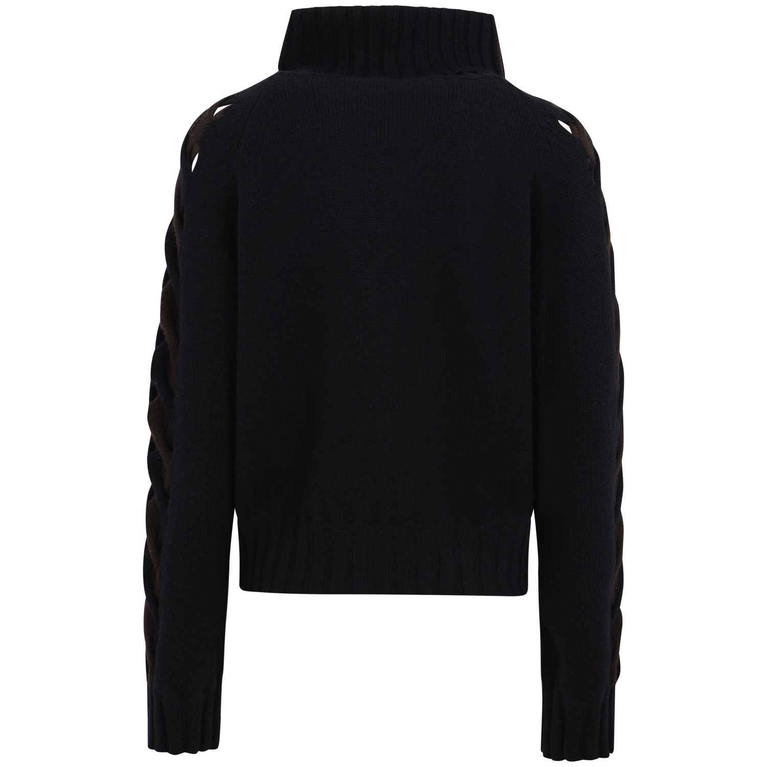 Maglione bicolore marrone e nero per donna