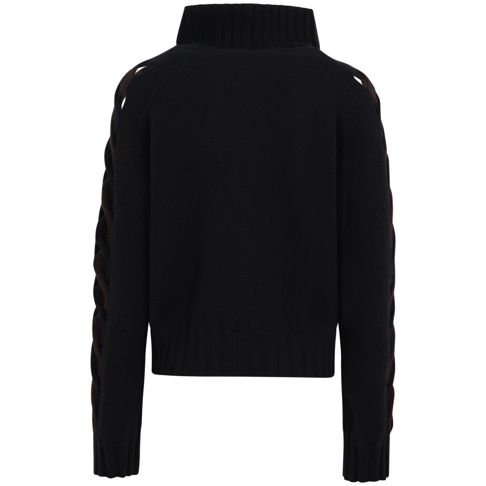 Maglione bicolore marrone e nero per donna