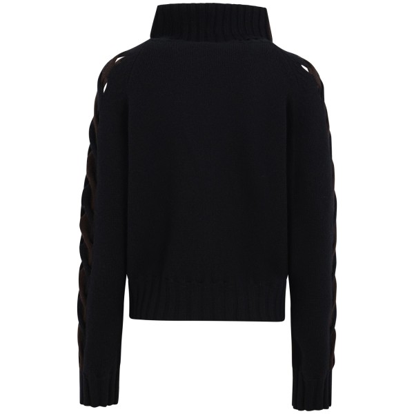 Maglione bicolore marrone e nero per donna