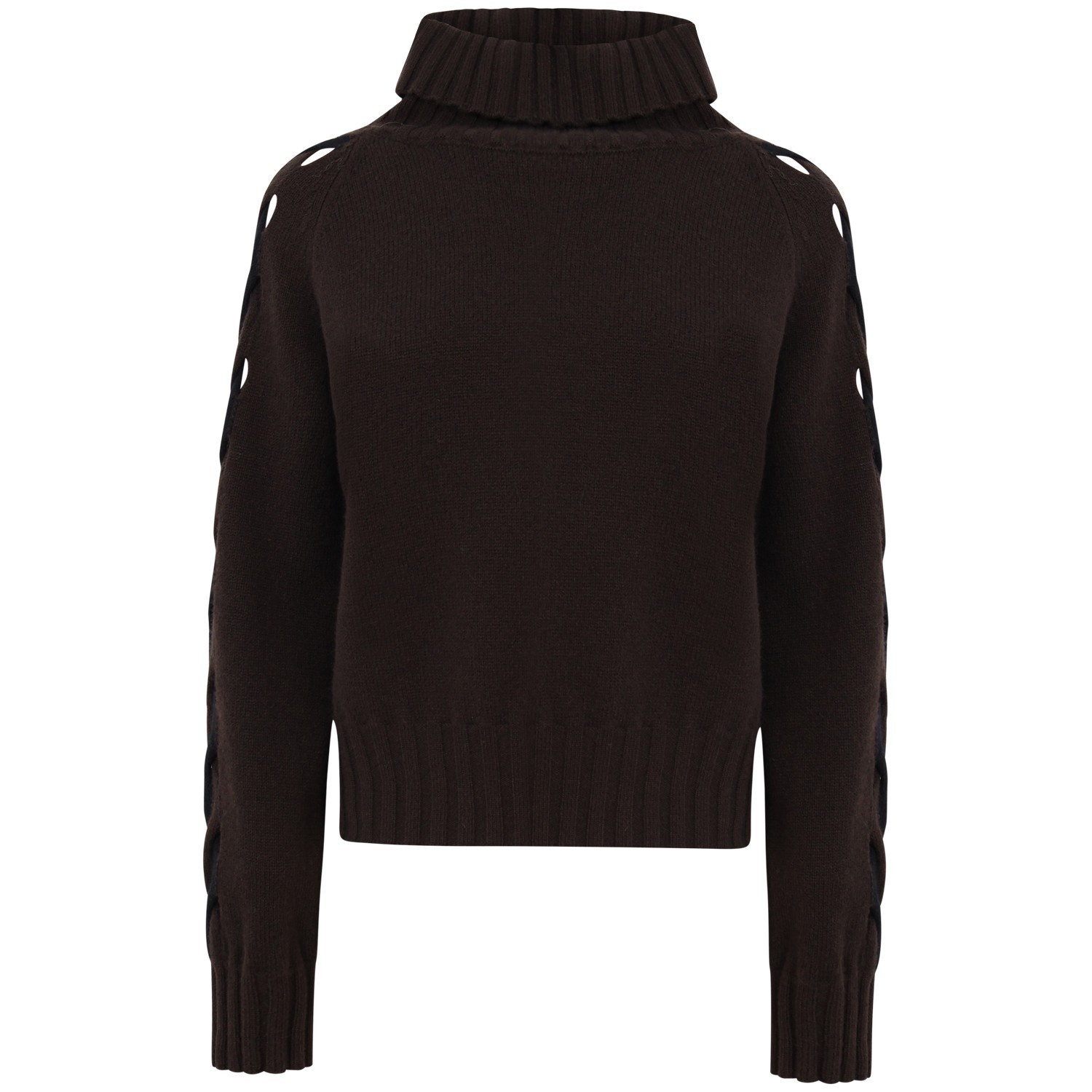 Maglione bicolore marrone e nero per donna 2
