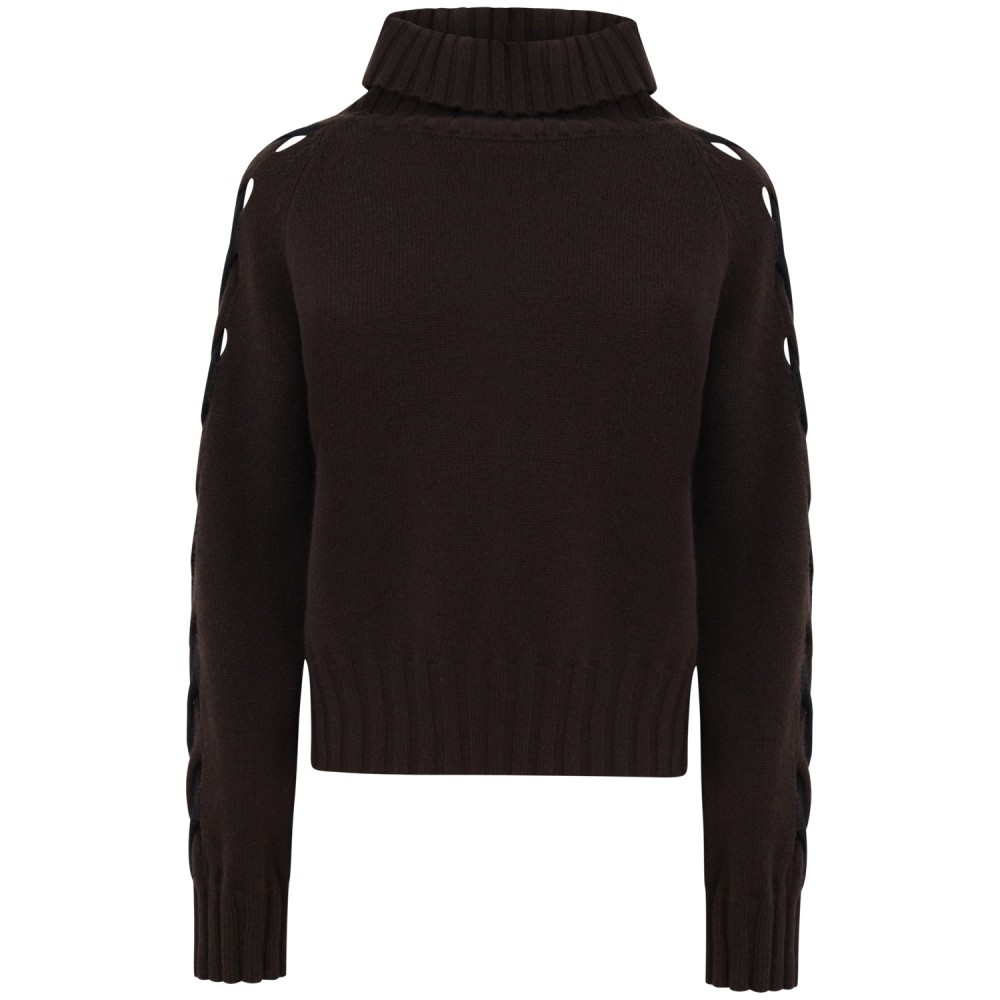 Maglione bicolore marrone e nero per donna