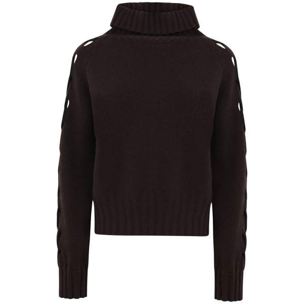 Maglione bicolore marrone e nero per donna