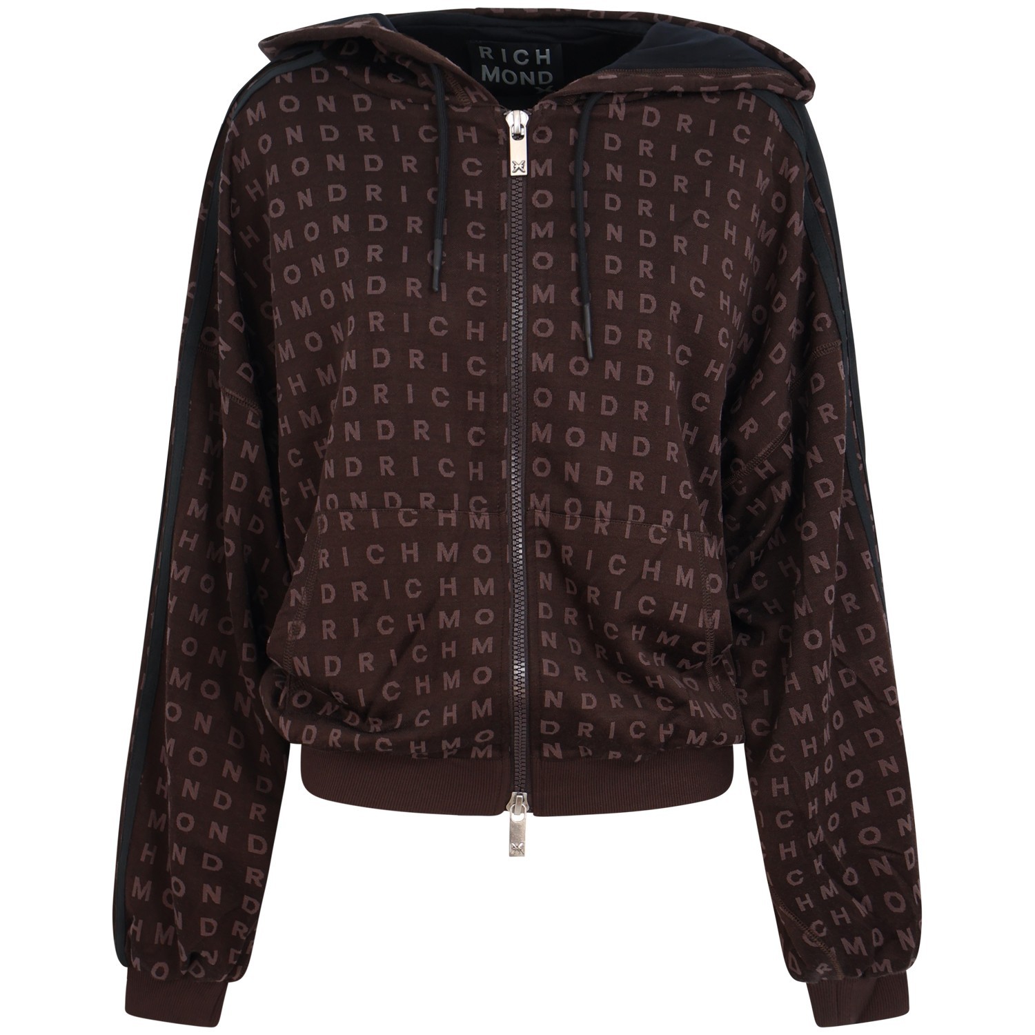 Felpa con zip  marrone  per donna
