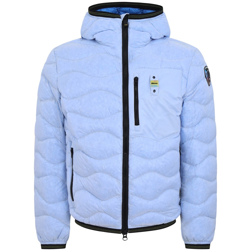 Piumino celeste 'WAVE COLORS DOWN' con logo per uomo