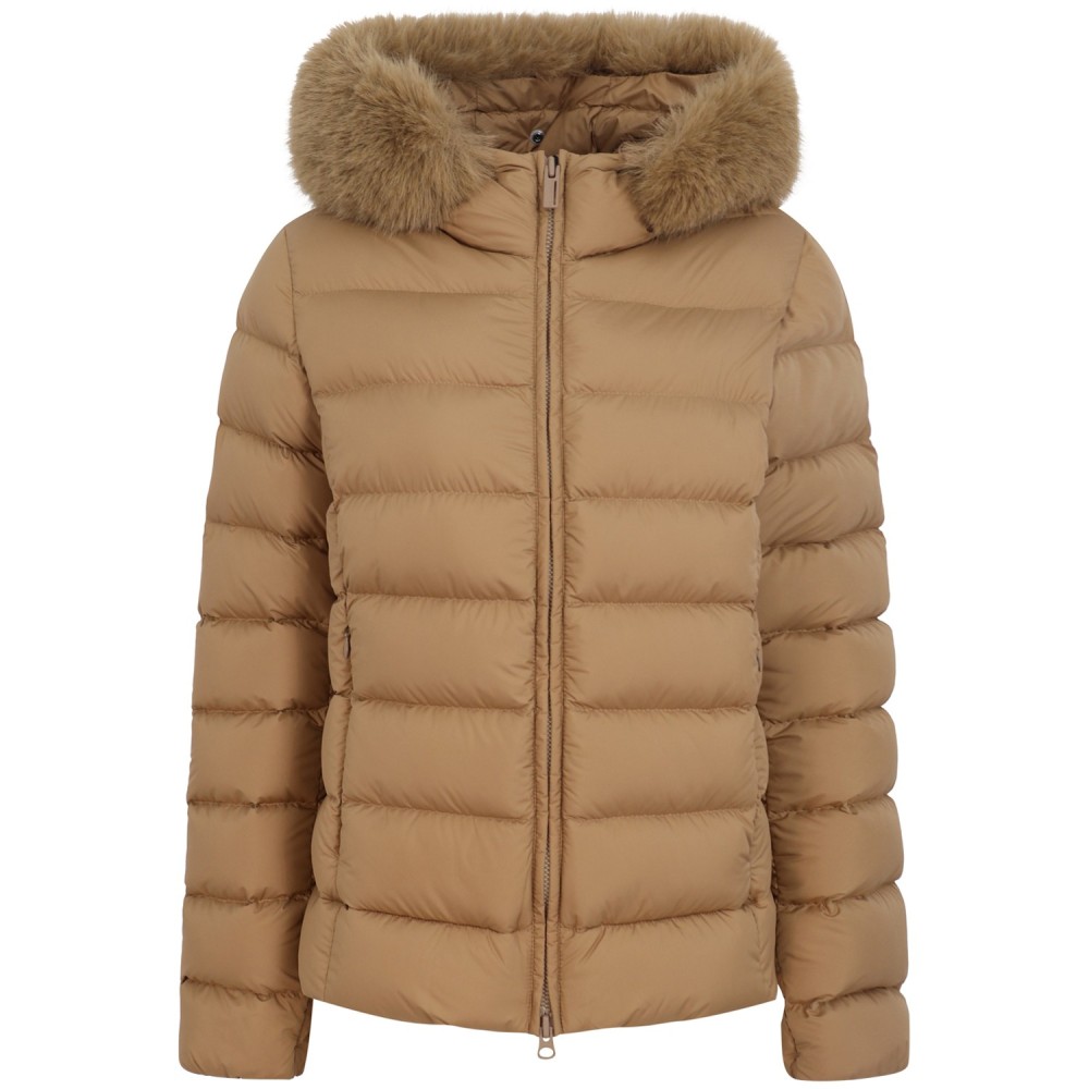 Piumino corto beige per donna