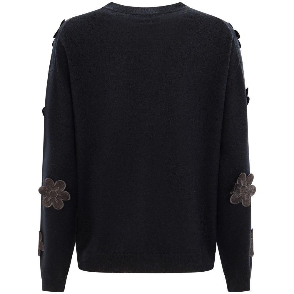 Maglione nero con fiori  per donna