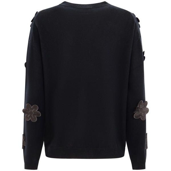 Maglione nero con fiori  per donna