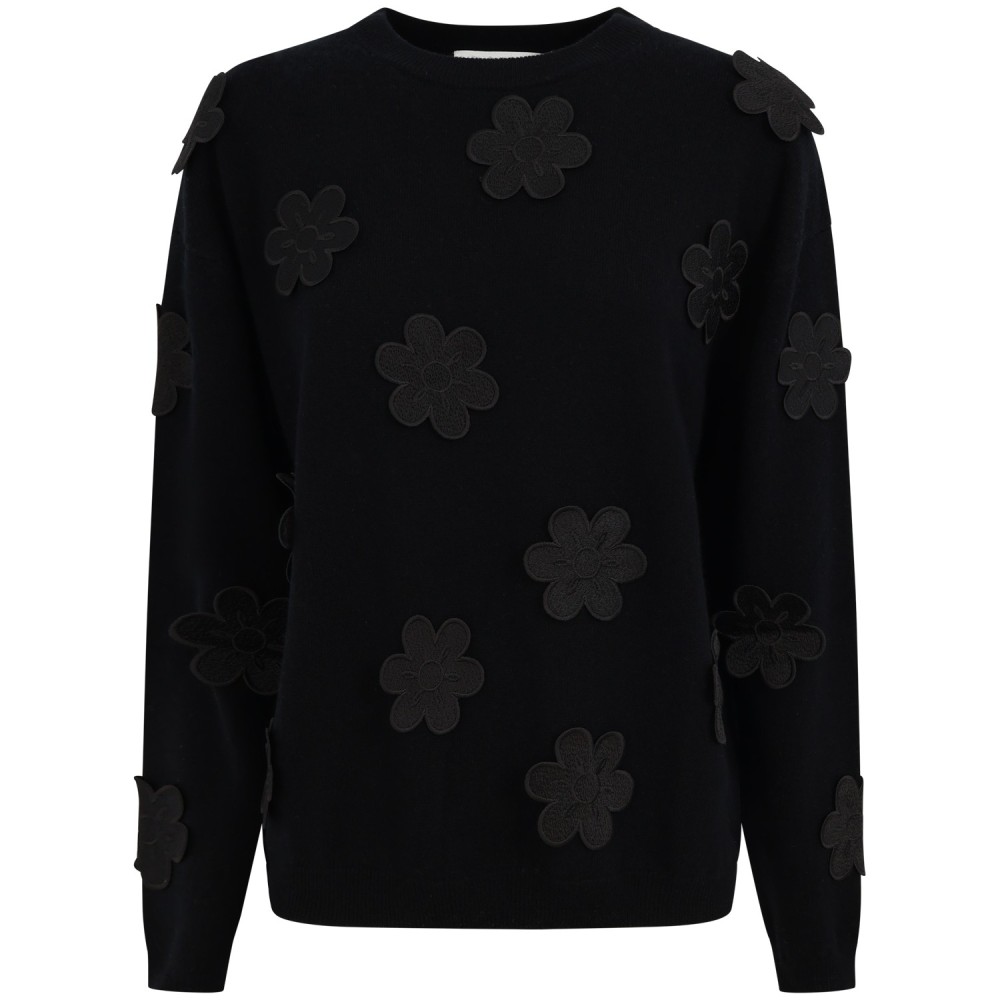 Maglione nero con fiori  per donna