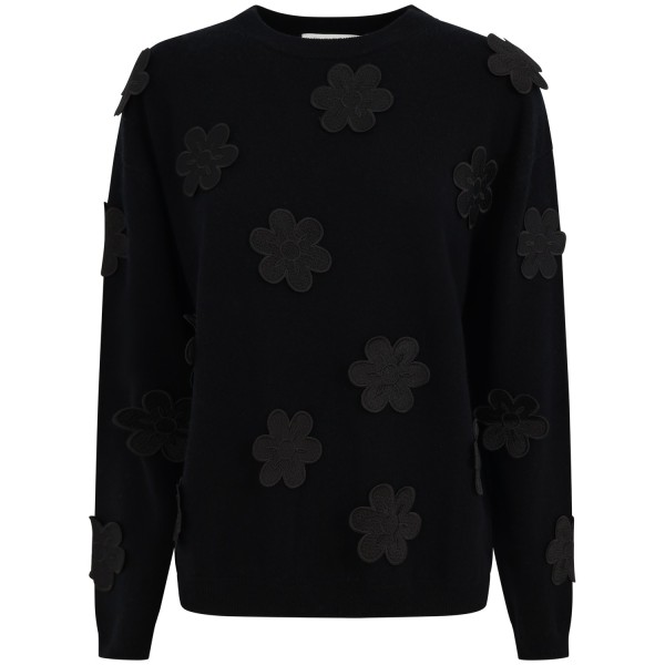 Maglione nero con fiori  per donna