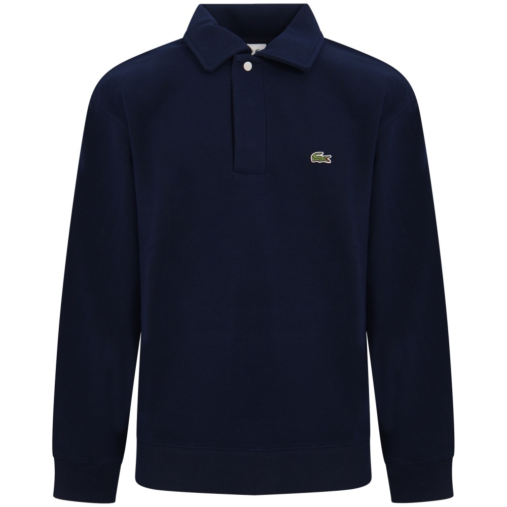 Polo blu a manica lunga per uomo