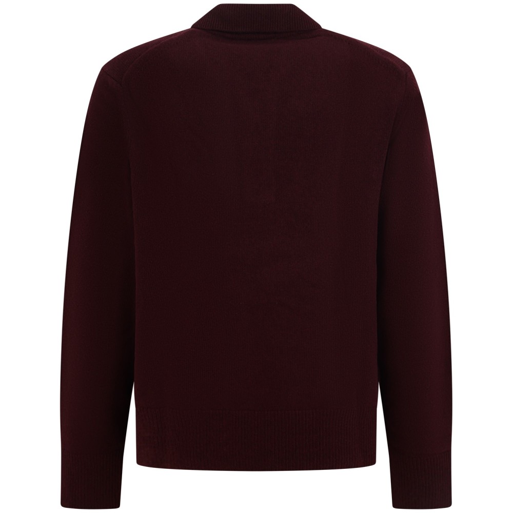 Maglione bordeaux con colletto a polo per uomo