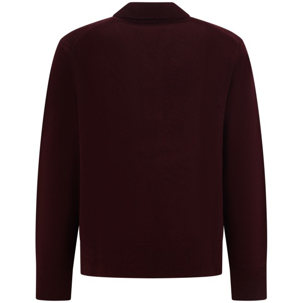 Maglione bordeaux con colletto a polo per uomo
