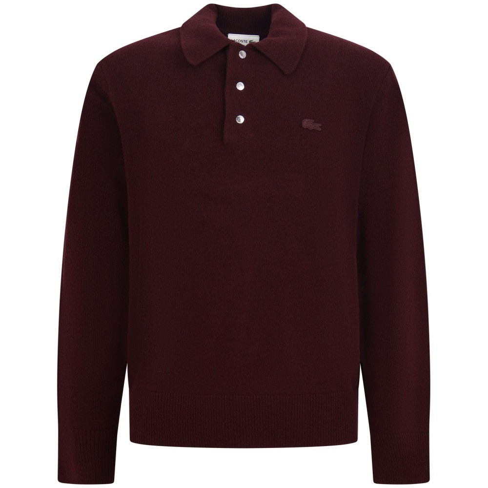 Maglione bordeaux con colletto a polo per uomo