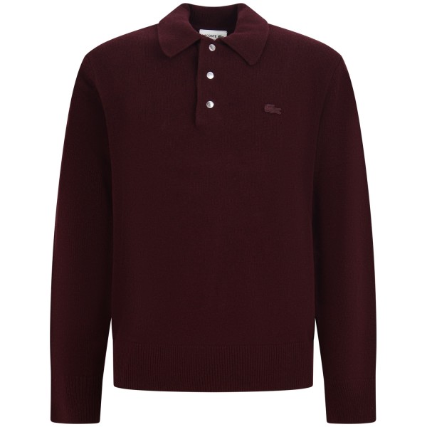 Maglione bordeaux con colletto a polo per uomo