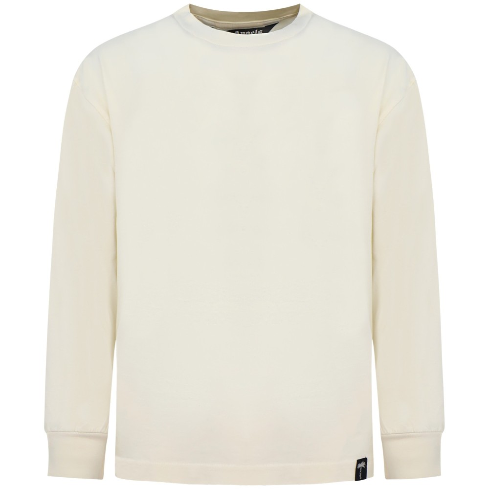T-shirt avorio manica lunga per uomo