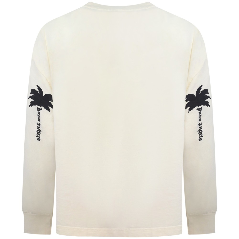 T-shirt avorio manica lunga per uomo
