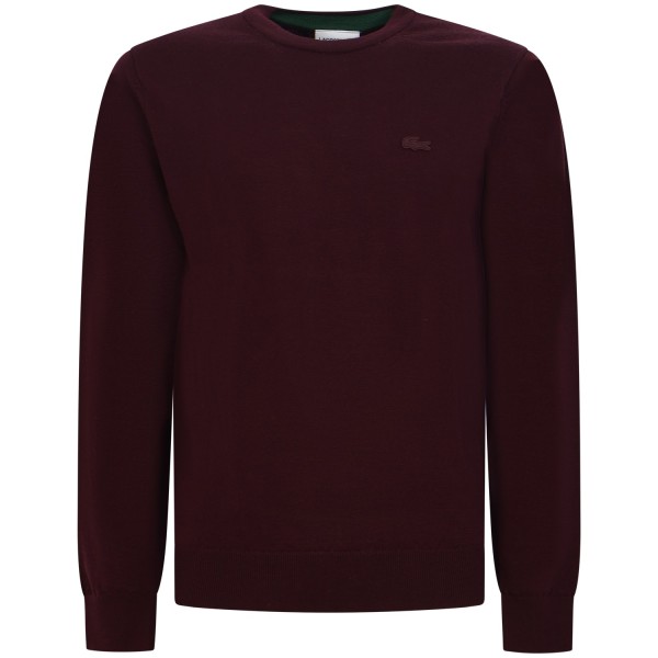 Maglione bordeaux con mini logo per uomo