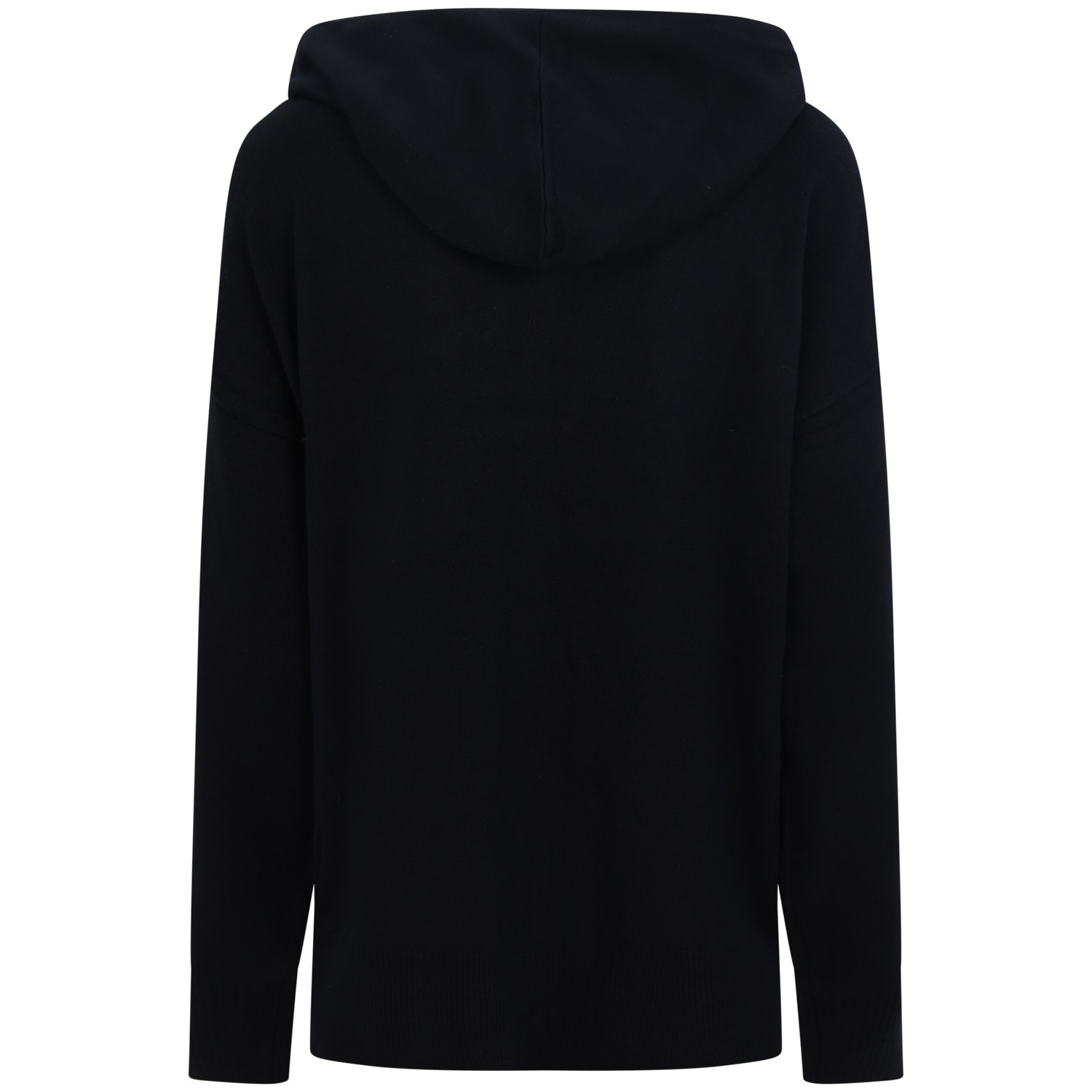 Maglione nero con logo e cappuccio per donna 2
