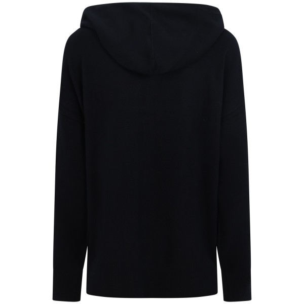 Maglione nero con logo e cappuccio per donna