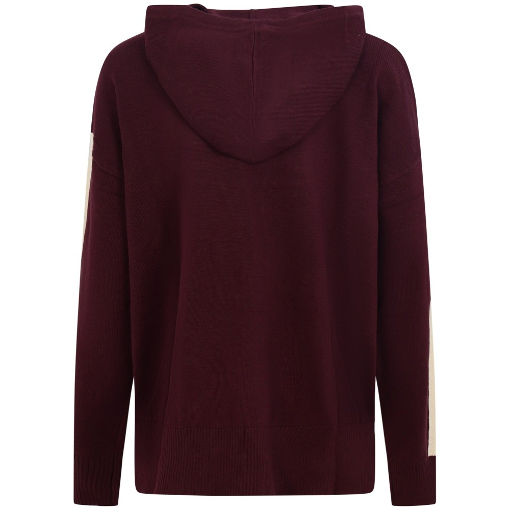Maglione bordeaux con logo e cappuccio per donna