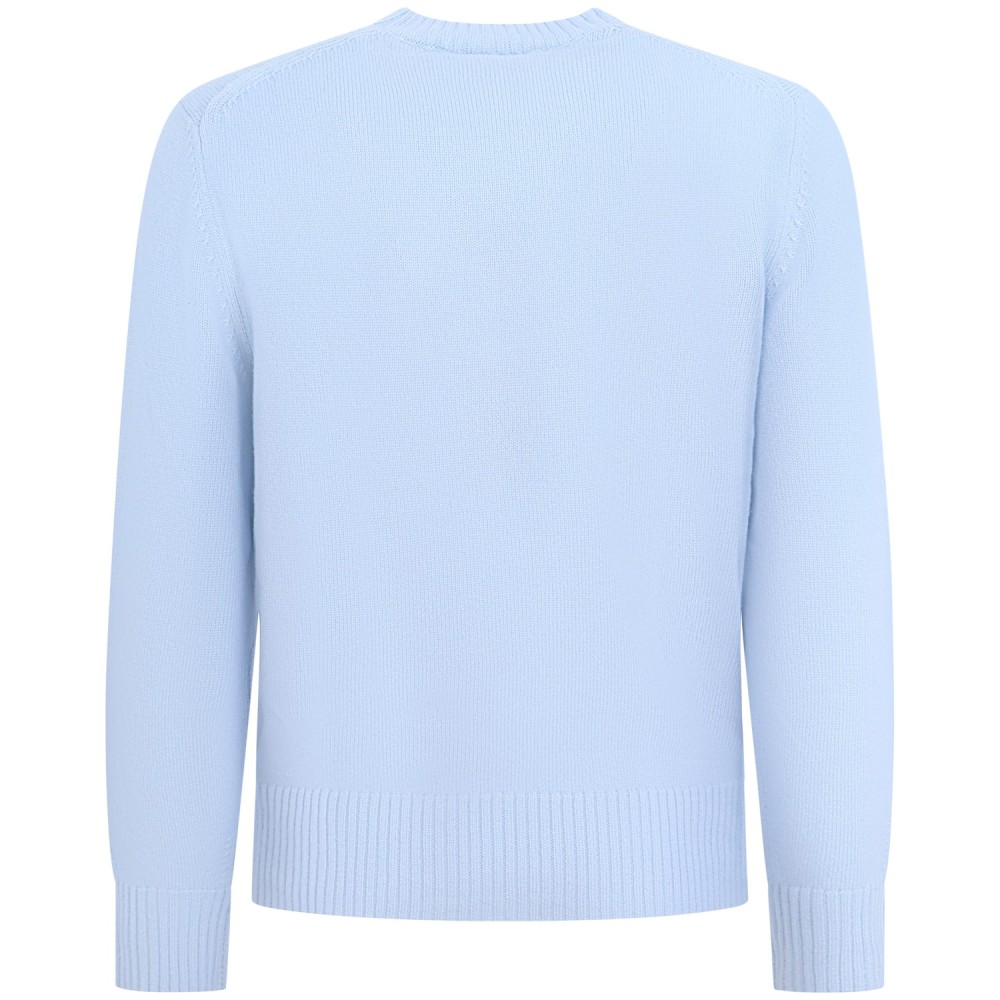 Maglione celeste con mini logo per uomo