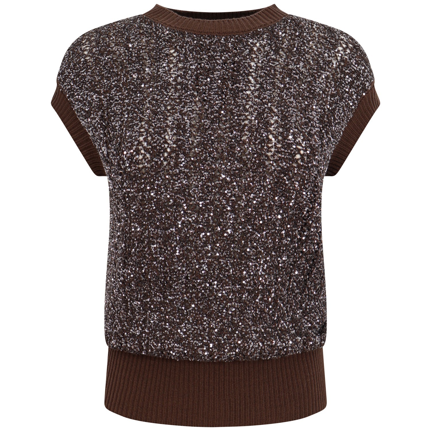 Gilet  in lurex marrone per donna