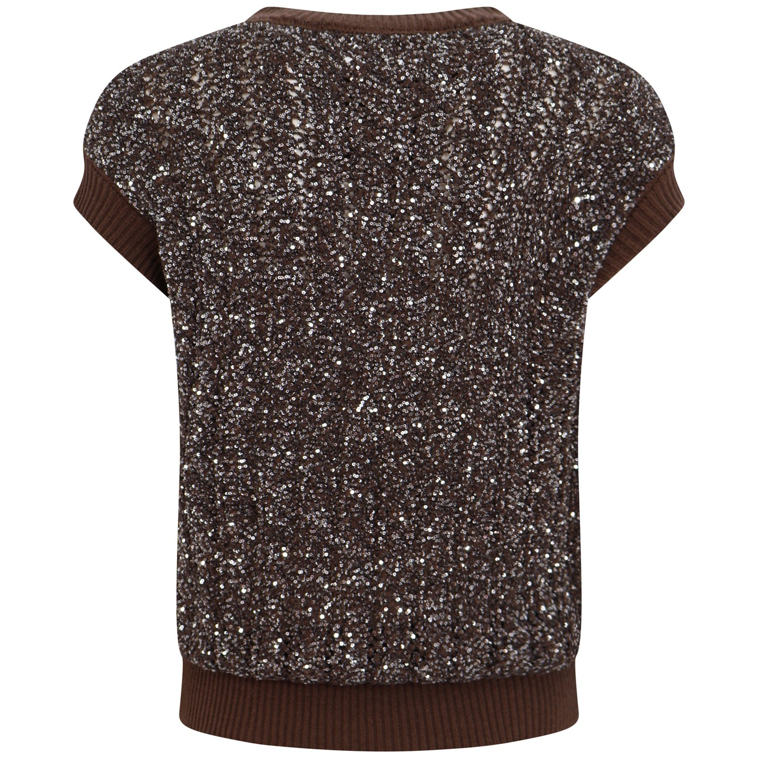 Gilet  in lurex marrone per donna 2